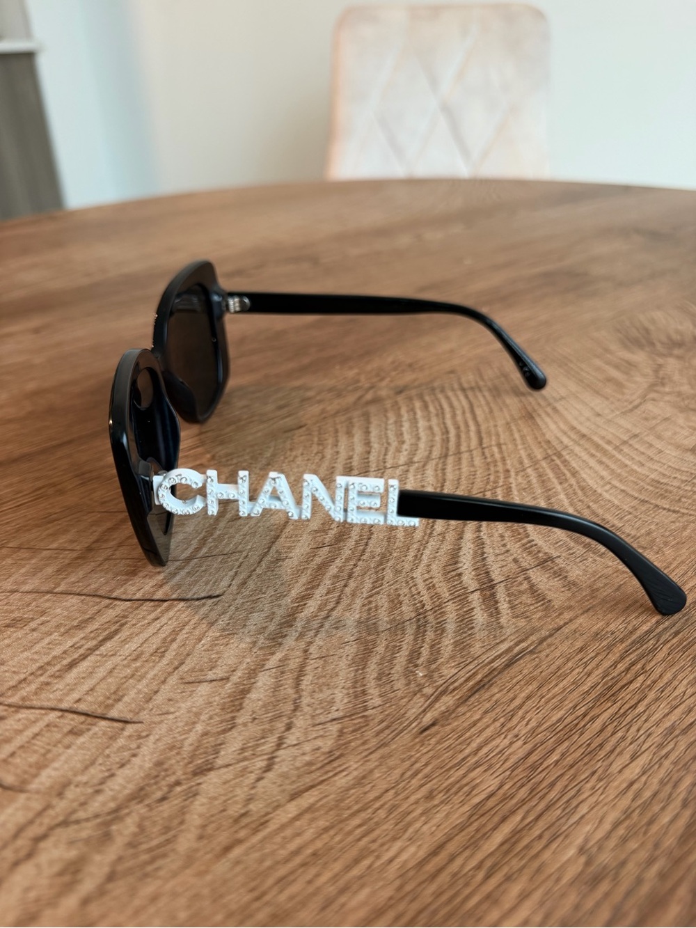 CHANEL Black Sunglasses with Silver Logo Temples
